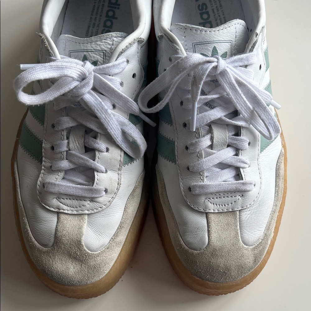 adidas Samba White Mint Green Gum Sole Sneakers - Picture 3 of 6